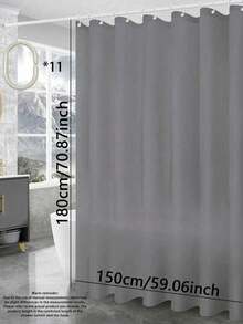 AWEALT 1pc Plain Gray Shower Curtain Liner, Solid Color Bathroom Decor, Privacy,With Hooks - grey - View 11