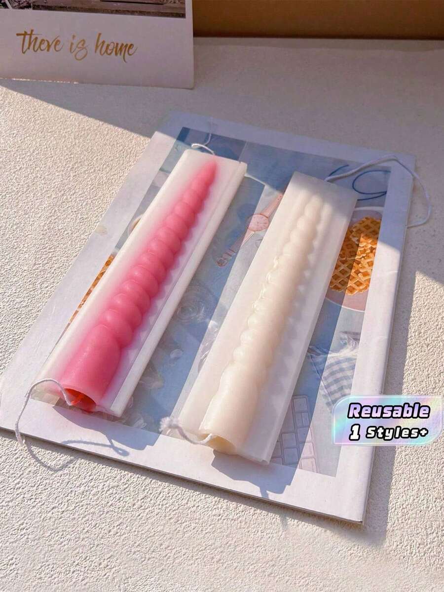 螺旋扭曲长蜡烛硅胶模具 DIY 婚礼 - 白色 - 查看 1