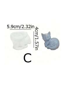 1 件动物猫硅胶模具，用于香薰石膏和蜡烛制作 - 可爱小猫设计蜡模材料，装饰工艺模具 - 無色 - 查看 10