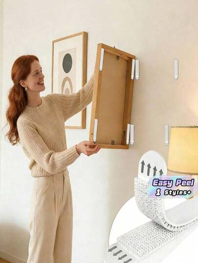 Nail Free Hanging Painting Strip - A Reusable And Replaceable Adhesive Set Suitable For Frames, Mirrors, And Canvas