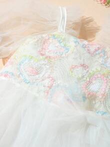 SHEIN White Color Newborn Girl Lace Dress For Photo Shooting Wedding Dresses 0-3 Month Baby Girl Puff Sleeve Photography Outfits With Headband - Multicolor - View 8