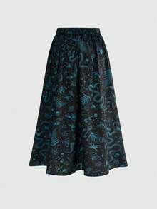 ROMWE Goth Falda versátil y de moda con estampado de bloques de color para tallas grandes - Azul - Ver 8