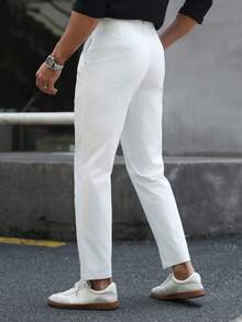 Manfinity Mode Men's White Formal Business Suit Pants, Ceremony - White - View 2