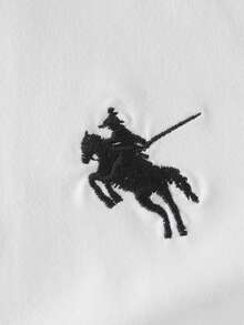 SHEIN Tween女孩經典格紋休閒套裝 2件組，白色小馬刺繡抓皺短袖T恤搭配黑白格紋寬腿褲，簡約學院風兒童套裝，夏季親膚日常校園穿搭，小眾設計感女孩風Tween女孩服飾 - 黑與白 - 查看 5