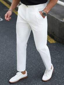 Manfinity Mode Men's White Formal Business Suit Pants, Ceremony - White - View 3