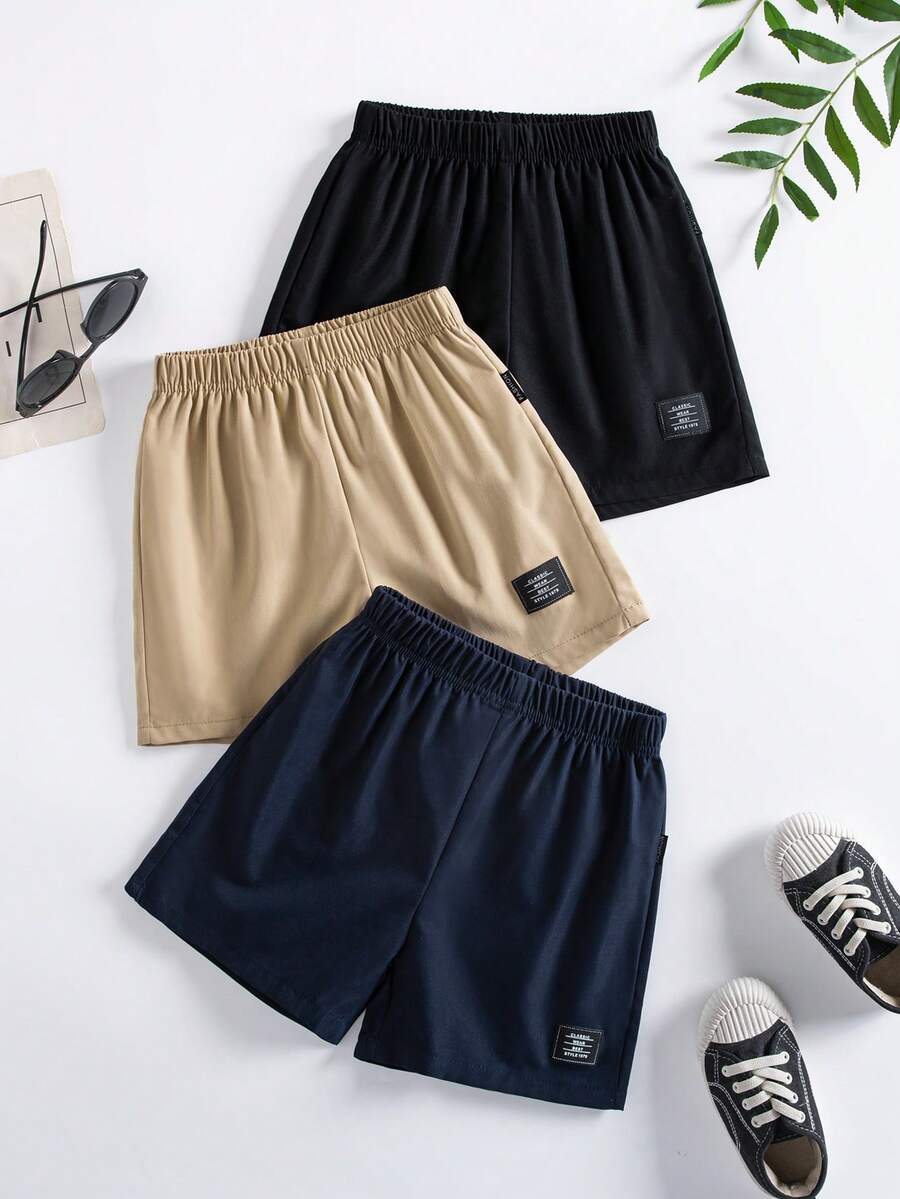 SHEIN 男童休闲纯色短裤,夏季 - 彩色 - 查看 1