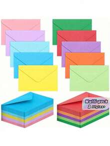 12/24 Pack Assorted Color Gift Card Envelopes, Mini Envelopes For Event Party Invitations & Greeting Cards, Self-Adhesive Business Card Envelopes, Small Note Card Pockets, Great For School Office & Home Use - Multicolor - View 1