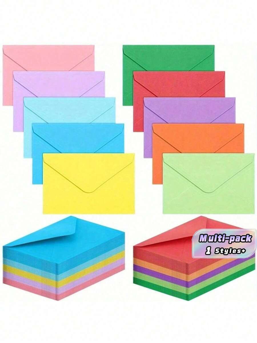 12/24 Pack Assorted Color Gift Card Envelopes, Mini Envelopes For Event Party Invitations & Greeting Cards, Self-Adhesive Business Card Envelopes, Small Note Card Pockets, Great For School Office & Home Use - Multicolor - View 1