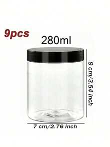 9PCS 2.75 Inch PET Plastic Containers With Lids, Leak-Proof Travel Jars For Creams, Paints, Samples & Cosmetics - Black and White - View 18