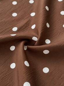 Maweii Plus Size Polka Dot Backless Halter Top And Wide Leg Pants Set, Elegant Commuting Fashion Versatile - Coffee Brown - View 7