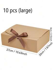 2/4/10PCS Kraft Gift Box With Lid & Ribbon - For Weddings/Birthdays/Christmas Gifting - Gold - View 16