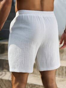 VENTUSAIL Men's Textured Casual Drawstring Waist Pocket Shorts - White - View 2