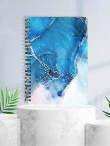 1 Cuaderno con patrón de mármol, cuaderno rayado A5 con tapa lateral para la escuela y la oficina - A5 - Ver 12