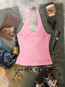 Glimmora Top halter elegante y retro con bordados y lentejuelas para mujeres, perfecto para el verano. Estilo Y2K, diseño resistente, adecuado para uso diario, festivales de música, fiestas y vacaciones en la playa. - Multicolor - Ver 2