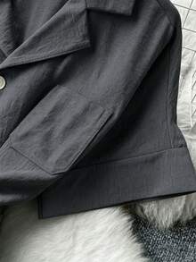 Bộ áo liền quần cổ blazer thời trang, cạp cao, kiểu dáng thường ngày. - Màu xám đen - Xem 3