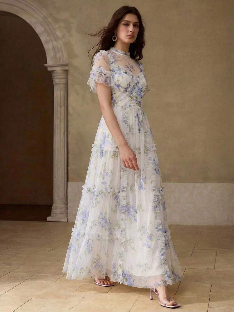 WOMEN'S ELEGANT FLORAL LONG DRESS