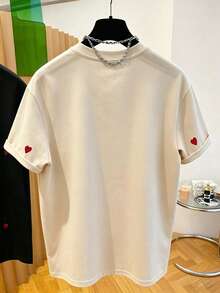 Resyla 2026 Women's Casual Short Sleeve Round Neck Heart Embroidery Loose Basic T-Shirt - Apricot - View 2