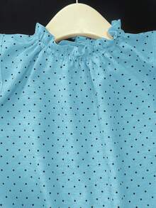GlowEve Vacation Style Blue Polka Dot Tie Strap Sleeveless Shirt Date Birthday Summer Cute - Blue - View 6