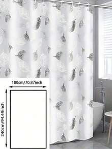 1 chiếc rèm tắm in họa tiết lá tối giản, thiết kế đen trắng, dùng cho phòng tắm hiện đại, tạo sự riêng tư và ngăn cách phòng tắm. - Nhiều màu - Xem 14