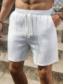 VENTUSAIL Men's Textured Casual Drawstring Waist Pocket Shorts - White - View 4