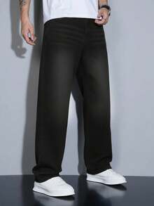Manfinity Homme Men's Casual Versatile Daily Wear Pocketed Button Denim Jeans - Black - View 5
