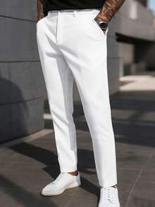 Manfinity Mode Men's White Formal Business Suit Pants, Ceremony - White - View 6