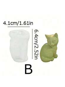 1 件动物猫硅胶模具，用于香薰石膏和蜡烛制作 - 可爱小猫设计蜡模材料，装饰工艺模具 - 無色 - 查看 14