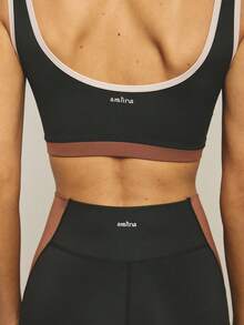 Aralina Bộ đồ thể thao thường ngày gồm quần legging thể thao cổ vuông, viền tương phản, ôm sát cơ thể, cạp cao và các chi tiết phối bên. - màu đen - Xem 6
