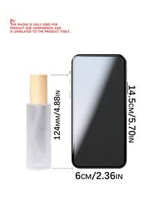 1个磨砂玻璃空喷雾瓶，化妆品乳液容器，木纹盖，旅行可灌装瓶，香水瓶 - 彩色 - 查看 3