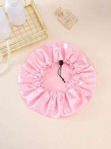1/2 pièces Bonnet de douche réglable à double couche et imperméable, couleur unie noir, rose. Décoration de salle de bain à la maison, décoration d'été, rentrée scolaire - Multicolore - Voir 15
