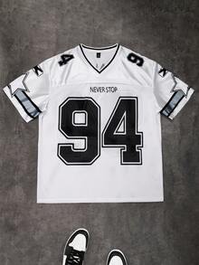 Manfinity Roughcore Kaos Baseball Olahraga Leher V Jala Ukuran Besar untuk Pria - Putih - View 6