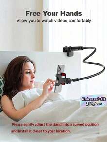 1pc 360° Rotating Adjustable Gooseneck Phone Stand – Universal Cellphone Holder With Double Clip, Compatible With 4-7'' Smartphones, Charging Port Accessible, For Living Room Bedroom Kitchen Bathroom, Great Gift Idea - Multicolor - View 1