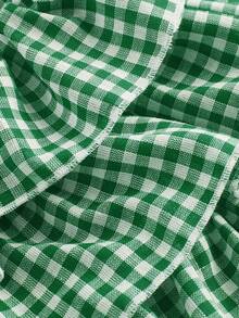 SHEIN MOD 大码休闲低腰格子修身荷叶边超短裤女式返校服装女式蓝白平角短裤简约日常 - 綠色 - 查看 4