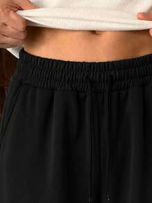 SWAVVY Men's Casual Loose Sweatpants, Pleated Patchwork Design, Black & Grey, Spring/Autumn - Black - View 5