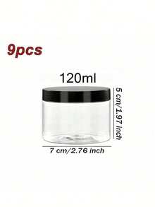 9PCS 2.75 Inch PET Plastic Containers With Lids, Leak-Proof Travel Jars For Creams, Paints, Samples & Cosmetics - Black and White - View 21