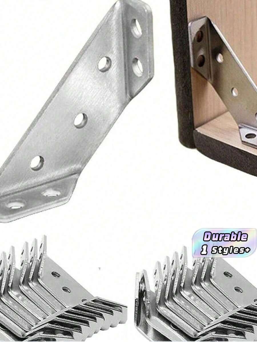 10/20PCS Triangle Bracket Furniture Support Thickened Universal Connector Corner - Silver - View 1