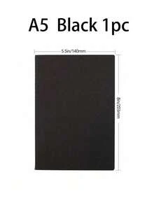 A5 Black Cardstock Notebook, Minimalist Blank Journal For Writing, School Note Taking & Office Use - Black - View 8