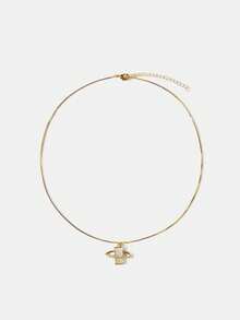 MOTF PREMIUM Collar con colgante de planeta rodeado de concha simple dorada - Blanco - Ver 3