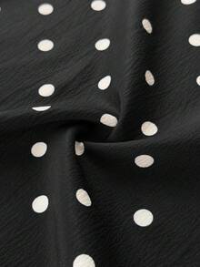Maweii Plus Size Polka Dot Elegant 90s Commuting Fashion Versatile 2 Pieces Set Brunch Vacation Wedding Guest Black And White Summer - Black - View 7