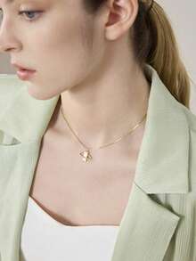 MOTF PREMIUM Collar con colgante de planeta rodeado de concha simple dorada - Blanco - Ver 4