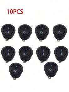 12V LED 拨动开关 2 针开/关 - 快速连接面板安装，带铝触点、塑料外壳，适用于汽车仪表板、船舶、卡车（无电池、不发光） - 黑色 - 查看 8