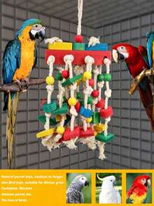 1 Juguete para Loro, Juguete Masticable y Frotable de Colores Vibrantes para Loros Medianos/Pequeños, para Aliviar el Aburrimiento, Suministros para Mascotas, Decoración de Jaula de Pájaros - Multicolor - Ver 8