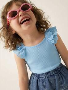 Maija Kids 2pcs Young Girls Light Blue Top And Denim Shorts Set,Summer School Style Casual Kids Outfits For Girls,Back To School Outing Daily Wear Coords - Blue - View 8