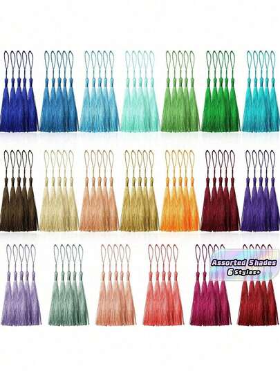 50 borlas suaves hechas a mano tipo fleco con bucle de cordón para llaveros, pendientes, joyería, recuerdos, graduación, costura de ropa, etiquetas de regalo, proyectos de manualidades DIY