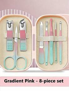Juego de cuidado de uñas de 8/14 piezas - Un juego de recorte de uñas y pies con cortaúñas, tijeras y cucharillas para los oídos, que incluye un estuche de viaje portátil, herramientas de belleza para hombres y mujeres, un imprescindible tanto para la familia como para los viajes - Multicolor - Ver 9