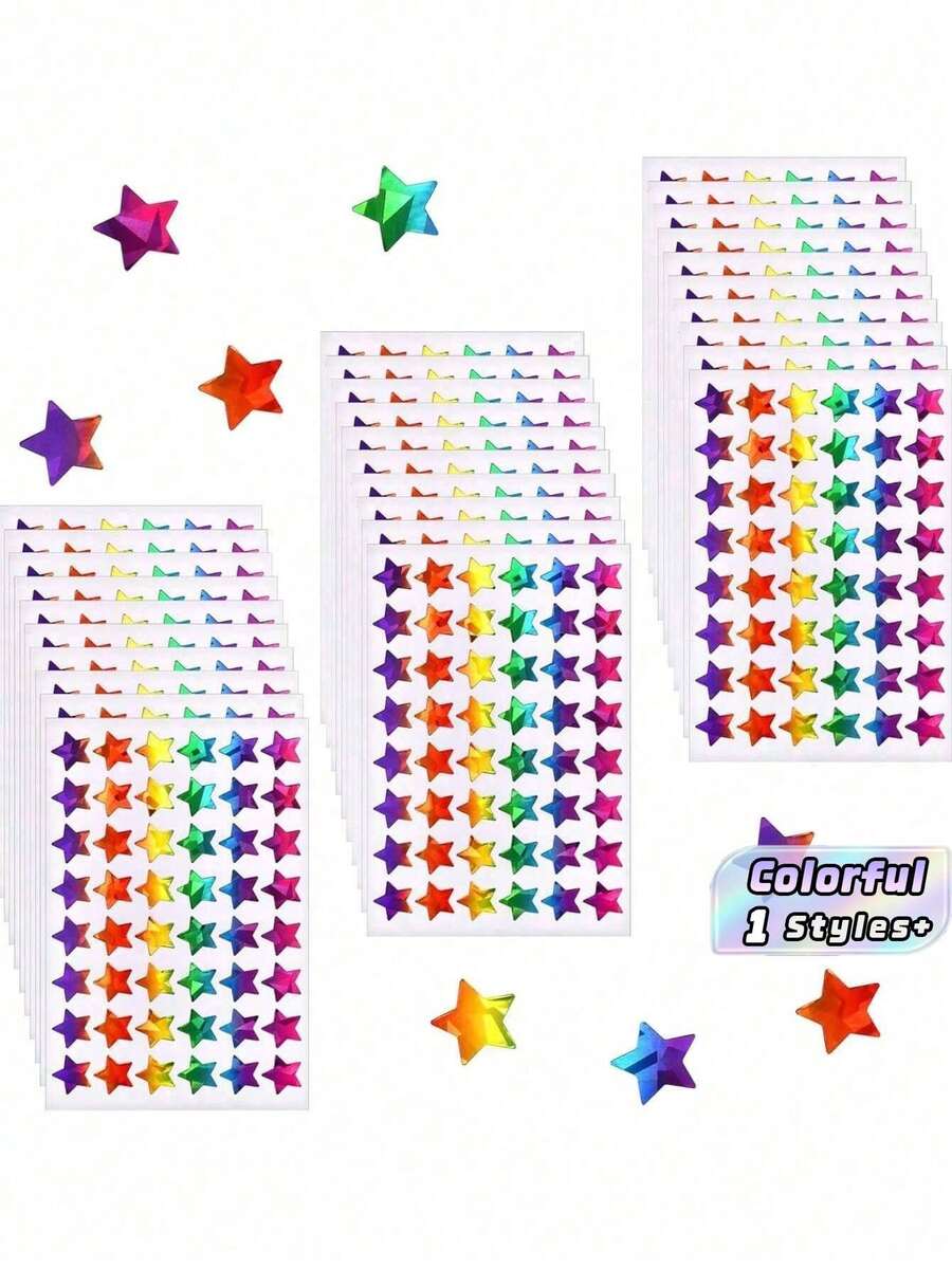 Stiker Holografik untuk Bagan Penghargaan, Dekorasi Kelas Siswa, Scrapbooking, Label Vinyl Tahan Air - MultiWarna - View 1