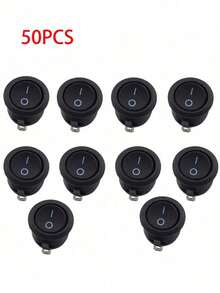 12V LED 拨动开关 2 针开/关 - 快速连接面板安装，带铝触点、塑料外壳，适用于汽车仪表板、船舶、卡车（无电池、不发光） - 黑色 - 查看 9