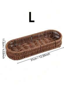 SHEIN 1pc Imitation Tableware Storage Basket Bread Basket, Round Fruit Baskets, Wicker Storage Bowls, Natural Woven Serving Basket Bowls, Decorative Baskets For Kitchen Counter Organizing, Gift Basket - Brown - View 10
