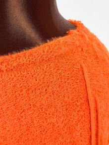 Amplova Women's Fashion Sexy Cropped Sweater Top & Mini Skirt 2 Pieces Set - Orange - View 6