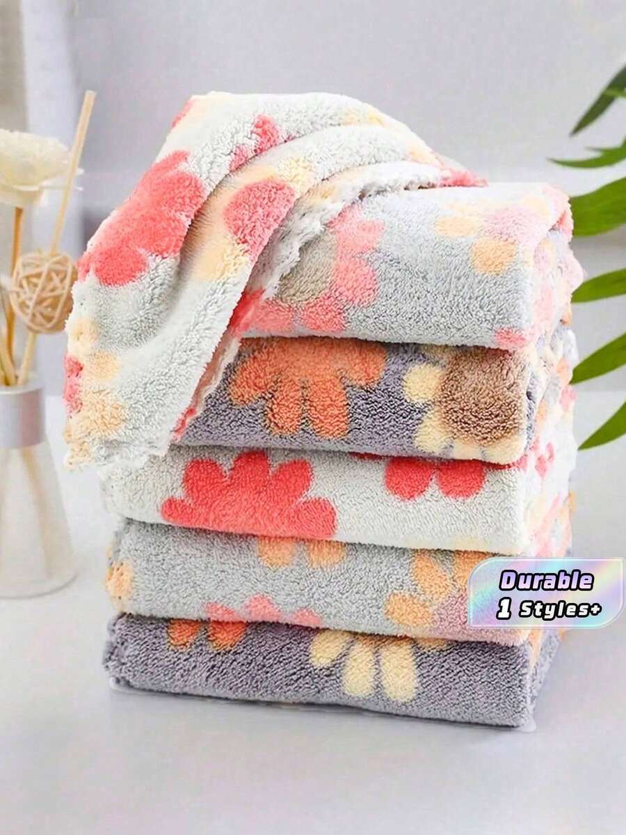 2/5/10pcs Bohemian Floral Pattern Cleaning Cloths - Super Absorbent, Quick Dry, Soft Polyester - Luxurious Home Essential (Random Color)